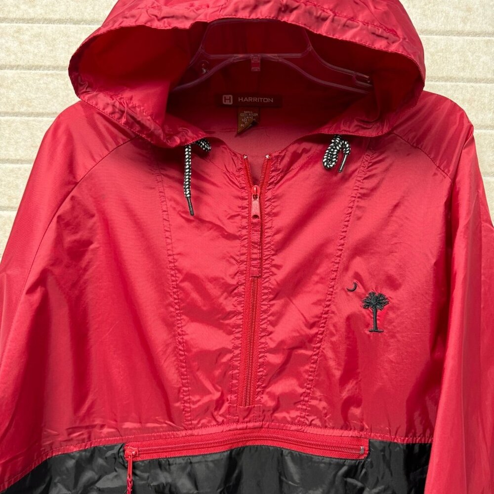 Red Black Hooded Windbreaker 1/2 Zip South Carolina Palmetto Jacket Large - Picture 2 of 10
